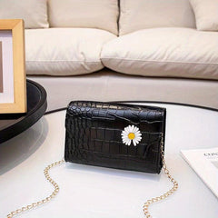 Crocodile Pattern Chain Crossbody Bag PU Leather Shoulder Bag