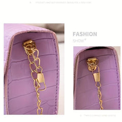 Crocodile Pattern Chain Crossbody Bag PU Leather Shoulder Bag