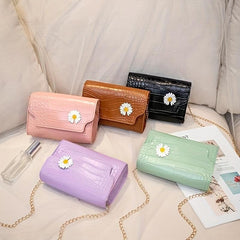 Crocodile Pattern Chain Crossbody Bag PU Leather Shoulder Bag