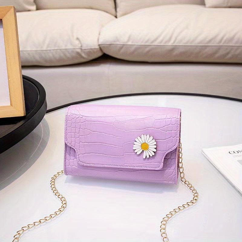 Crocodile Pattern Chain Crossbody Bag PU Leather Shoulder Bag