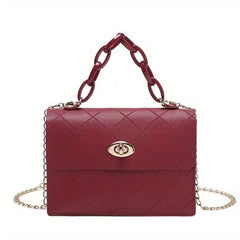 Argyle Embossed Mini Shoulder Bag Chain Decor Crossbody Bag