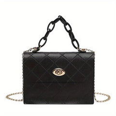Argyle Embossed Mini Shoulder Bag Chain Decor Crossbody Bag