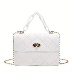 Argyle Embossed Mini Shoulder Bag Chain Decor Crossbody Bag