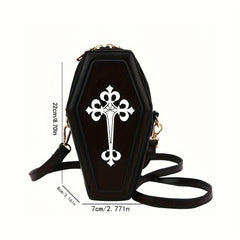 Halloween Cross Pattern Coffin Bag Gothic Crossbody Bag