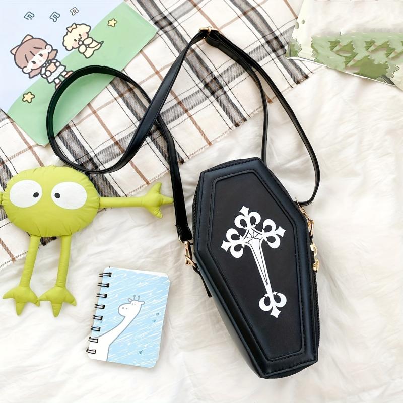 Halloween Cross Pattern Coffin Bag Gothic Crossbody Bag