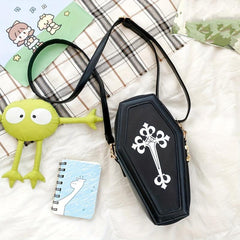 Halloween Cross Pattern Coffin Bag Gothic Crossbody Bag