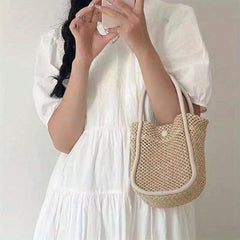 Woven Straw Handbag Summer Beach Bag Women's Crossbody Bag