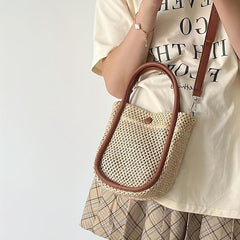 Woven Straw Handbag Summer Beach Bag Women's Crossbody Bag