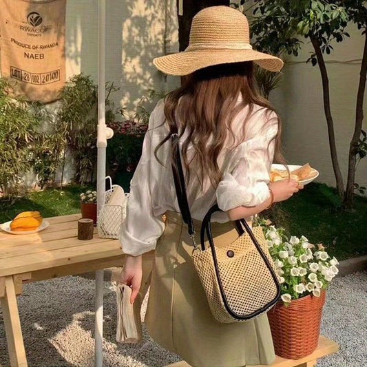 Woven Straw Handbag Summer Beach Bag Women's Crossbody Bag