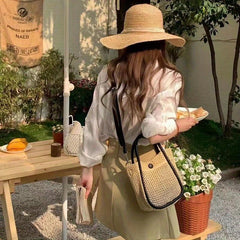 Woven Straw Handbag Summer Beach Bag Women's Crossbody Bag