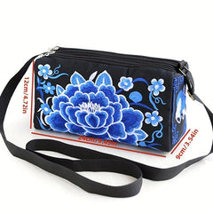 Vintage Embroidered Crossbody Bag For Travel Square Bag