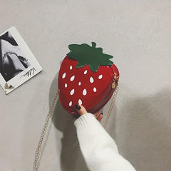 Strawberry Shape Crossbody Bag Chain Shoulder Bag Novelty Purses