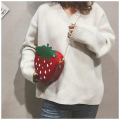 Strawberry Shape Crossbody Bag Chain Shoulder Bag Novelty Purses