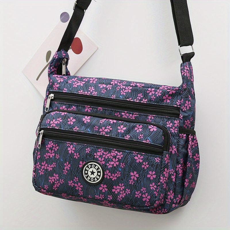 Floral Pattern Crossbody Bag Nylon Shoulder Bag Women's Purses
