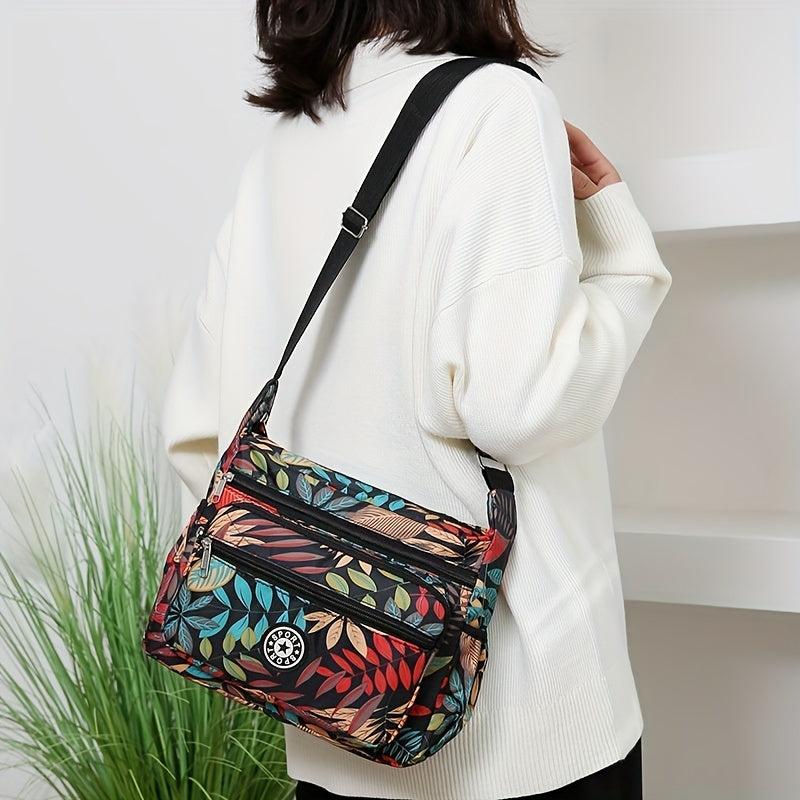 Floral Pattern Crossbody Bag Nylon Shoulder Bag Women's Purses