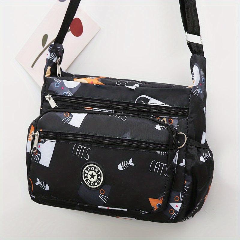 Floral Pattern Crossbody Bag Nylon Shoulder Bag Women's Purses