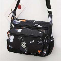 Floral Pattern Crossbody Bag Nylon Shoulder Bag Women's Purses