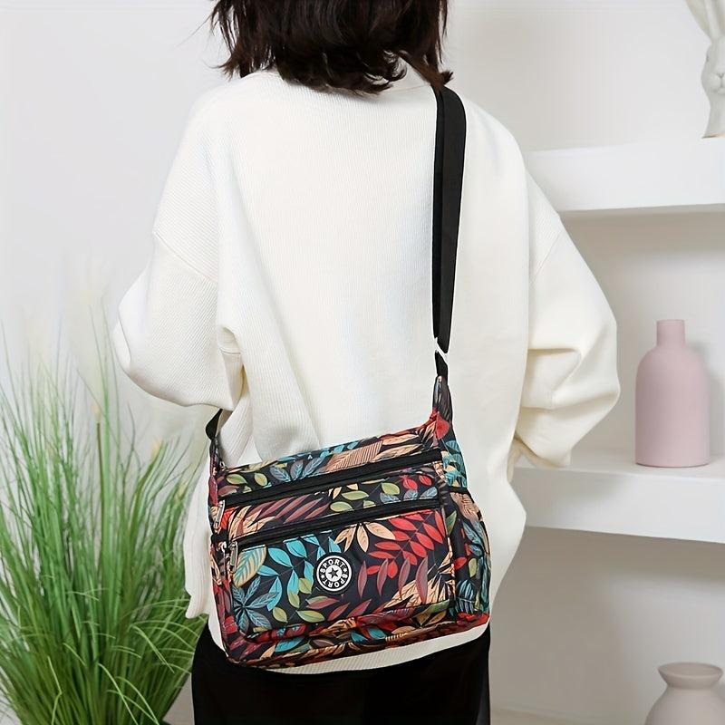 Floral Pattern Crossbody Bag Nylon Shoulder Bag Women's Purses