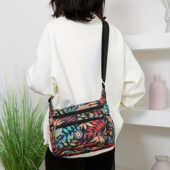 Floral Pattern Crossbody Bag Nylon Shoulder Bag Women's Purses