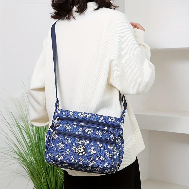 Floral Pattern Crossbody Bag Nylon Shoulder Bag Women's Purses