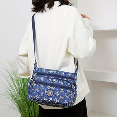 Floral Pattern Crossbody Bag Nylon Shoulder Bag Women's Purses