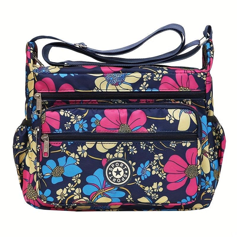 Floral Pattern Crossbody Bag Nylon Shoulder Bag Women's Purses
