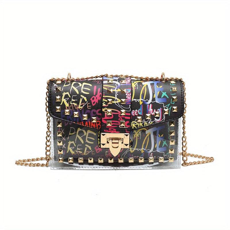 Studded Allover Print Versatile Shoulder Bag