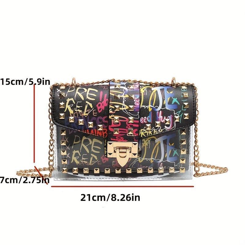 Studded Allover Print Versatile Shoulder Bag