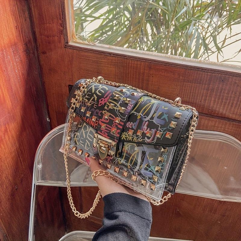 Studded Allover Print Versatile Shoulder Bag
