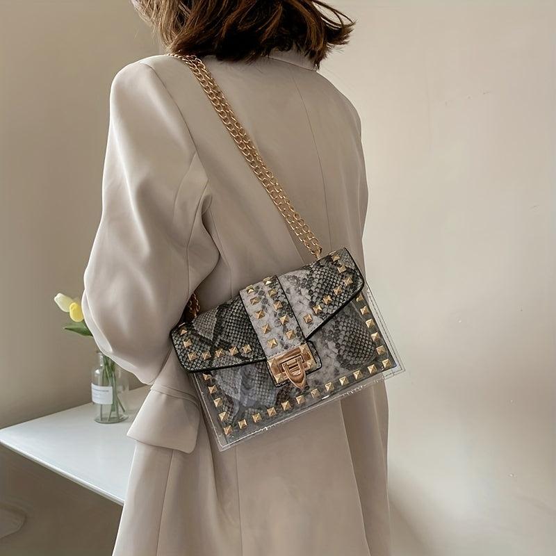 Studded Allover Print Versatile Shoulder Bag