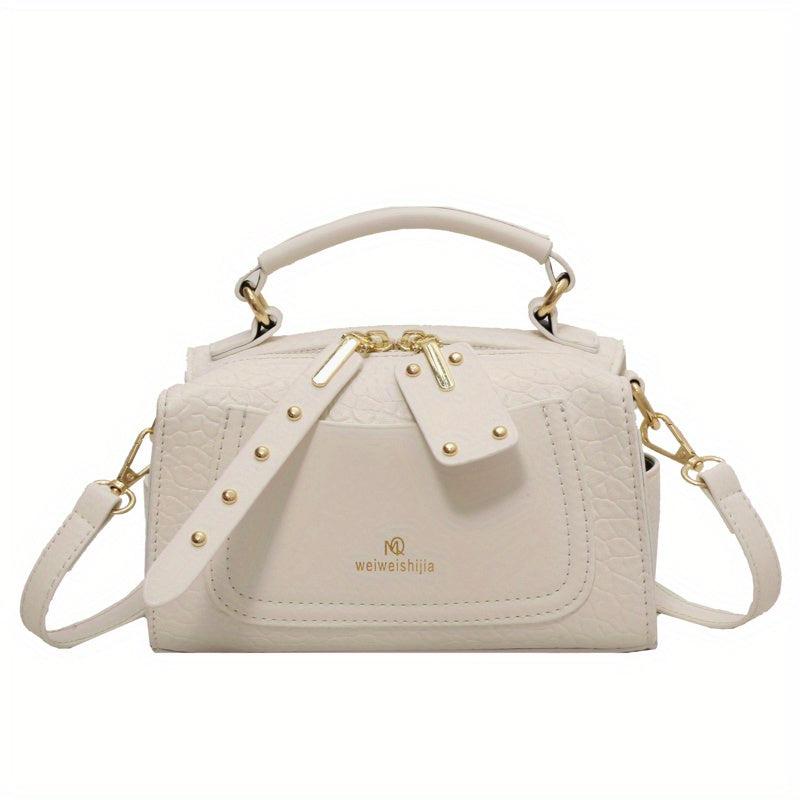 Pink Litchi Embossed Crossbody Bag - Stylish Shoulder Handbag