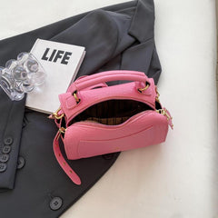 Pink Litchi Embossed Crossbody Bag - Stylish Shoulder Handbag