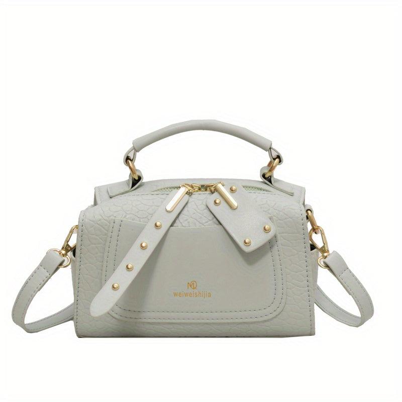 Pink Litchi Embossed Crossbody Bag - Stylish Shoulder Handbag