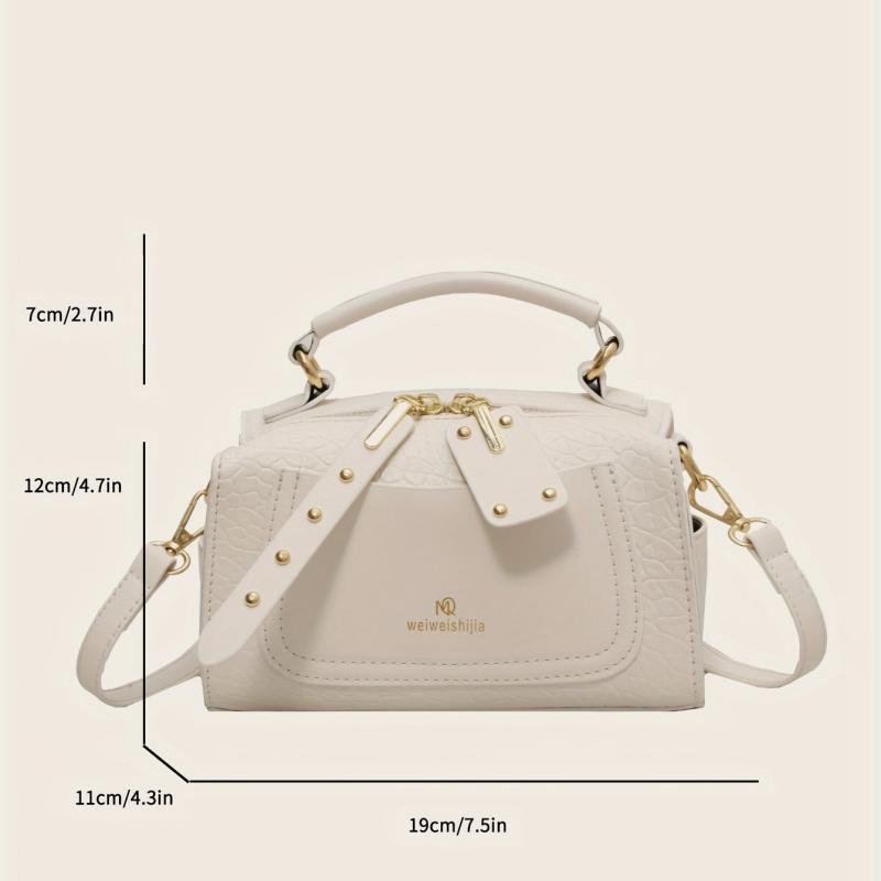 Pink Litchi Embossed Crossbody Bag - Stylish Shoulder Handbag