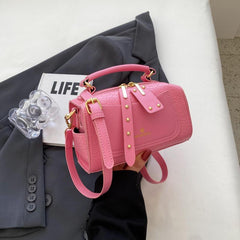 Pink Litchi Embossed Crossbody Bag - Stylish Shoulder Handbag