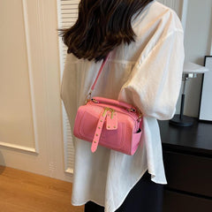 Pink Litchi Embossed Crossbody Bag - Stylish Shoulder Handbag