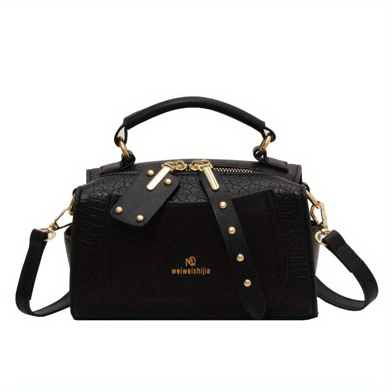 Pink Litchi Embossed Crossbody Bag - Stylish Shoulder Handbag