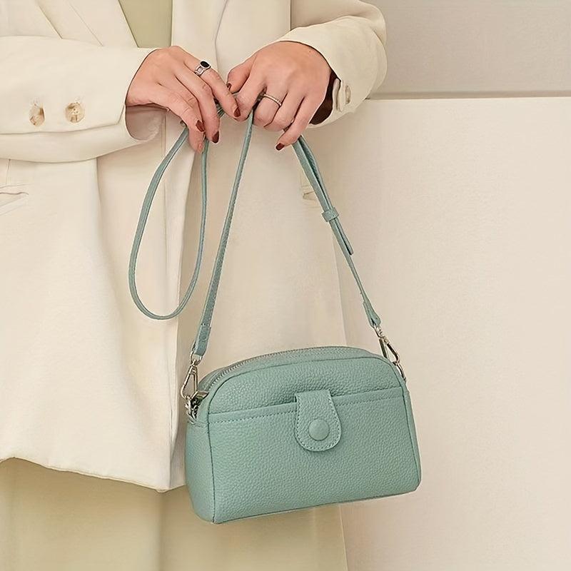 Zipper Cell Phone Crossbody Bag PU Leather Textured Bag Purse