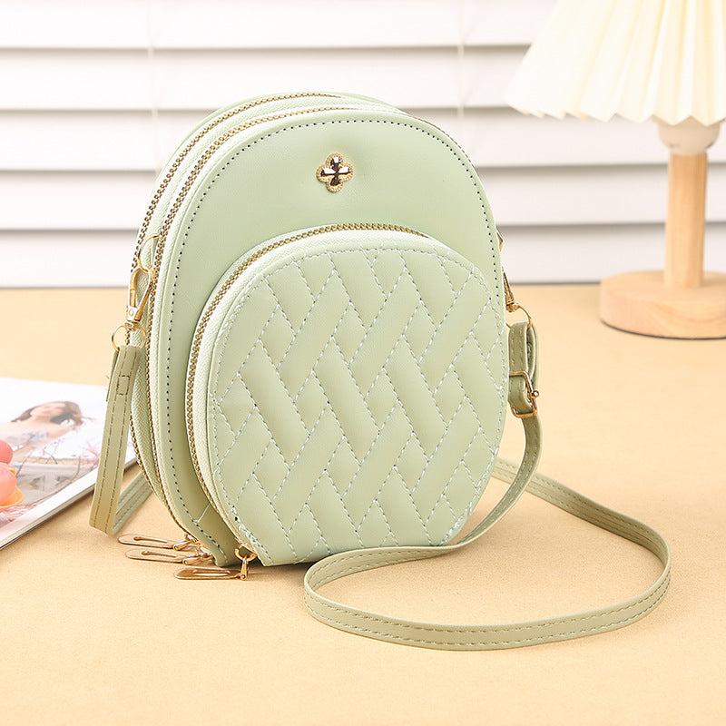 Quilted Argyle Pattern Bag Zipper Phone Purse