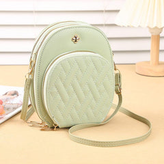 Quilted Argyle Pattern Bag Zipper Phone Purse