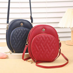 Quilted Argyle Pattern Bag Zipper Phone Purse