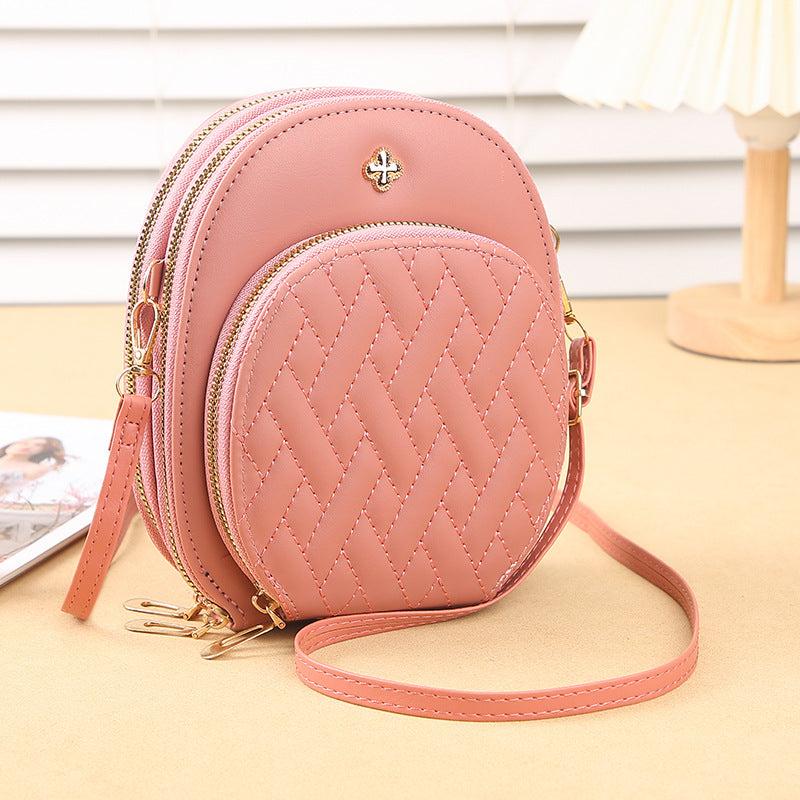 Quilted Argyle Pattern Bag Zipper Phone Purse