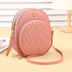 Quilted Argyle Pattern Bag Zipper Phone Purse