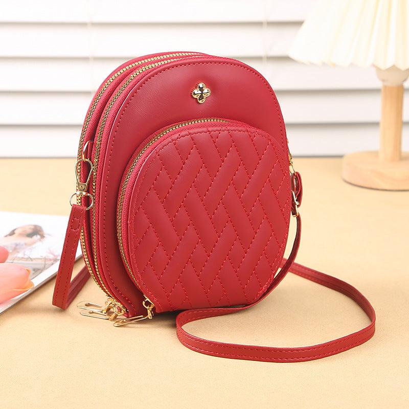Quilted Argyle Pattern Bag Zipper Phone Purse