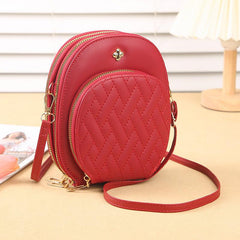 Quilted Argyle Pattern Bag Zipper Phone Purse