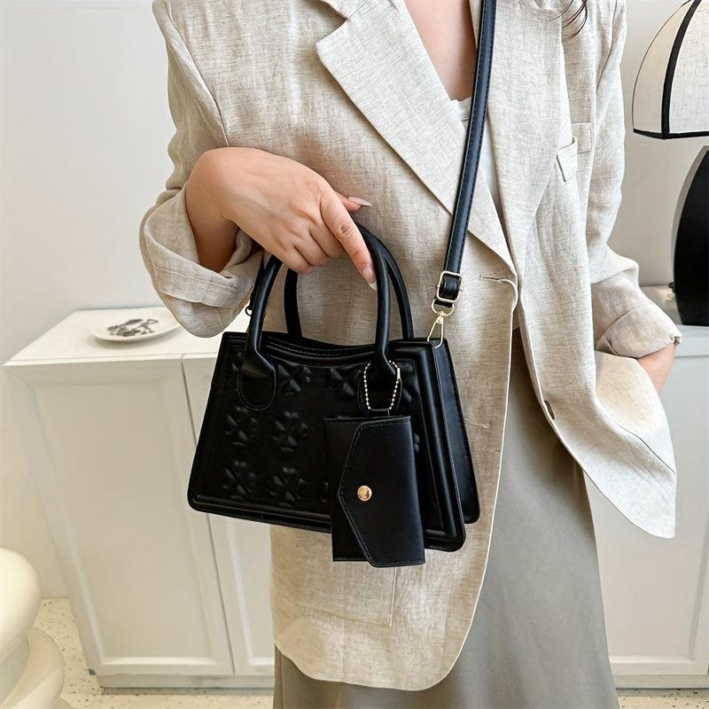 Embossed Satchel Bag Crossbody Mini Purse Classic Handbag