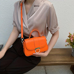 Solid Crossbody Bag Women's PU Leather Handbag Top Handle Flap Square