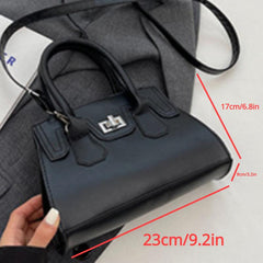 Niche Shoulder Bag Turn Lock Satchel Bag Solid Crossbody Bag