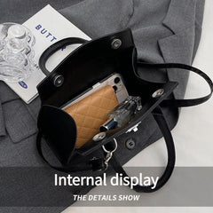 Niche Shoulder Bag Turn Lock Satchel Bag Solid Crossbody Bag