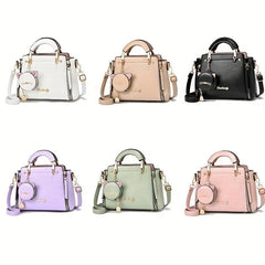 Cartoon Cat Pendant Handbag Zipper Crossbody Bag Women's Satchel Bag